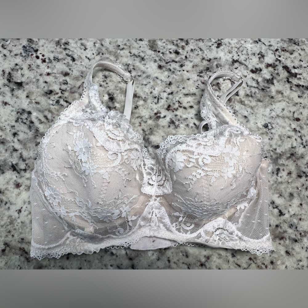 Women’s Victorias Secret White Lace Long Line Bra 36C